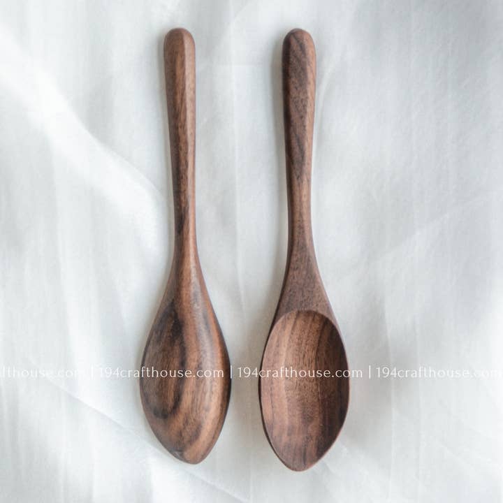 6" Walnut Wooden Spoon For Eating - Kitchen Serving Utensils for wholesale by 194 Craft House