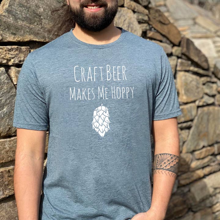 Moonlight Makers - Vente T-shirt sérigraphié – homme - Craft Beer Makes Me Hoppy - T-shirt amusant pour hommes - Hops, Pun3