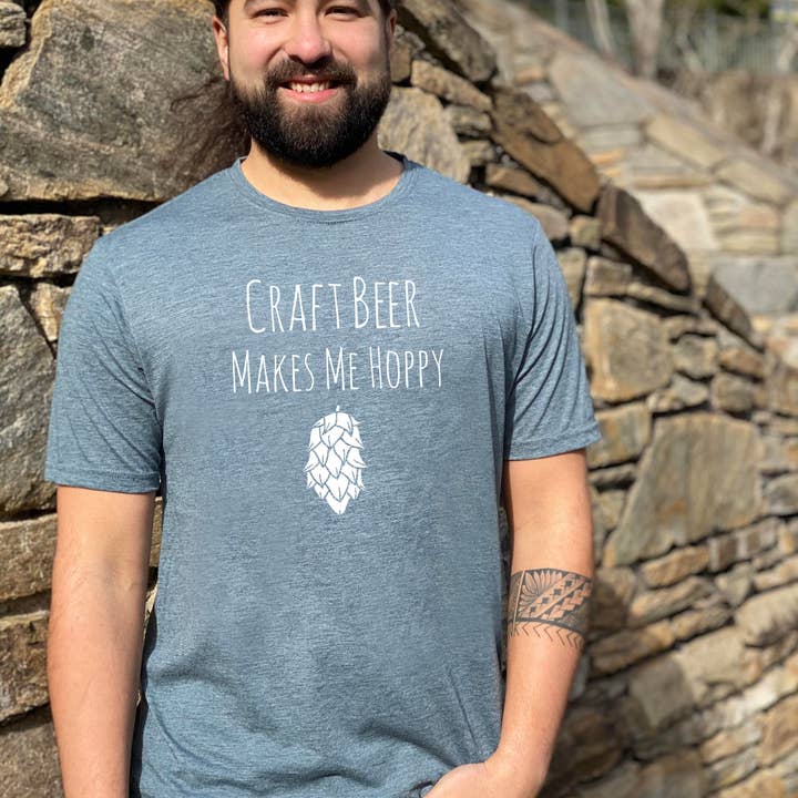 Moonlight Makers - Wholesale Screen Printed T-Shirt - Men's - Craft Beer Makes Me Hoppy - Funny Men's Tee - Hops, Pun