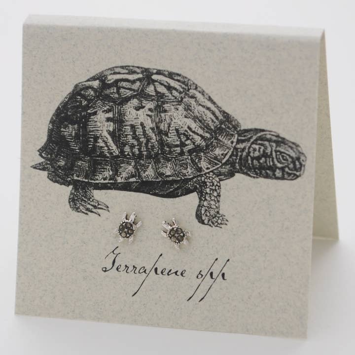 Semaki & Bird - Wholesale Stud/Post Earrings - Turtle Marcasite Stud Earrings - sterling Natural History