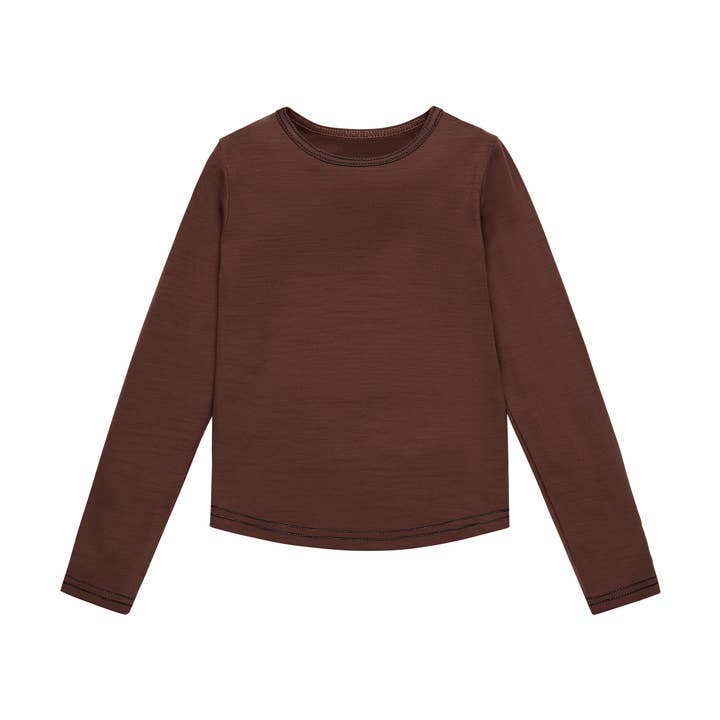 Merino Long Sleeve, Chocolate Brown for wholesale by Smalls Merino