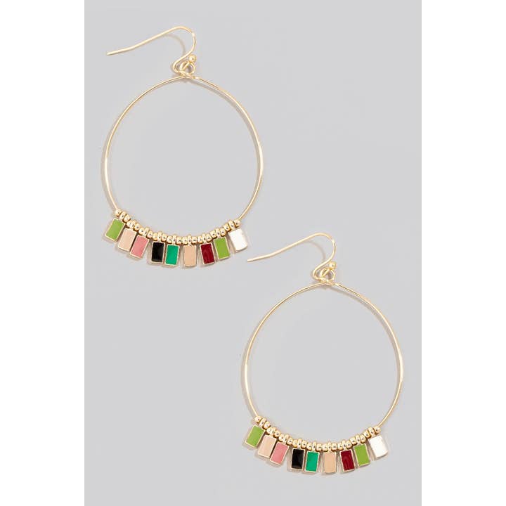 The Looks by Fame Accessories - Wholesale Dangle Earrings - Epoxy Charms Hoop Dangle Earrings