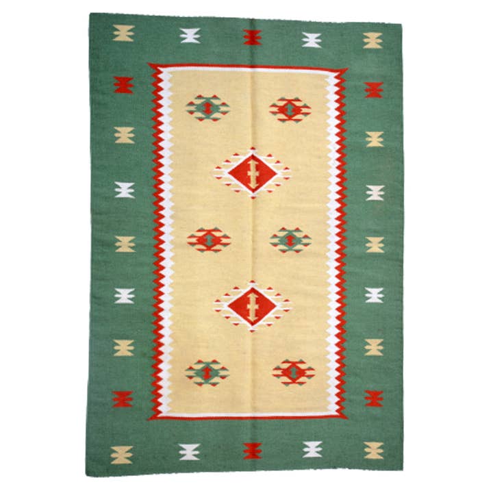 Vintage Handwoven Glade Green Kilim Rug for wholesale by Fybernots