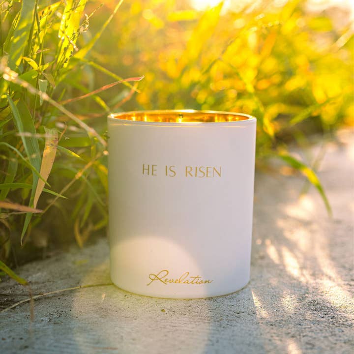 NEW! He is Risen "WWJD" Revelation Candle for wholesale by Revelation Candle