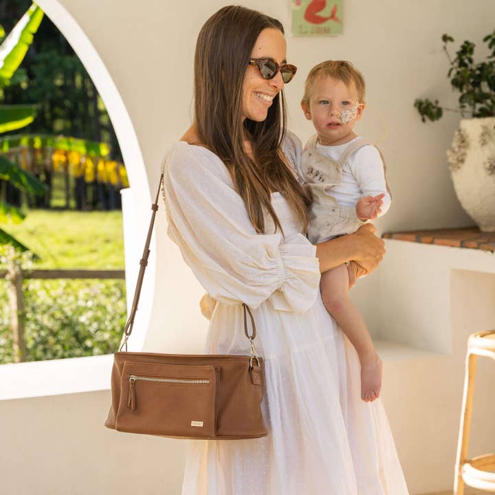 VANCHI - Wholesale Diaper Bag - Baby - VANCHI Pram Caddy - Pebbled Tan