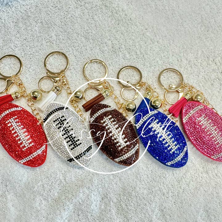 The Classy Cloth WS - Wholesale Keychain - Women's - Jeweled Football Keychain RTS7