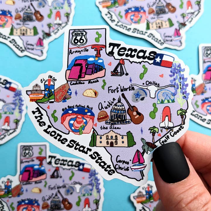 Texas Magnet, Souvenir uit Texas, Magneet uit Houston & Austin voor wholesale door Mary Felker Art and Design