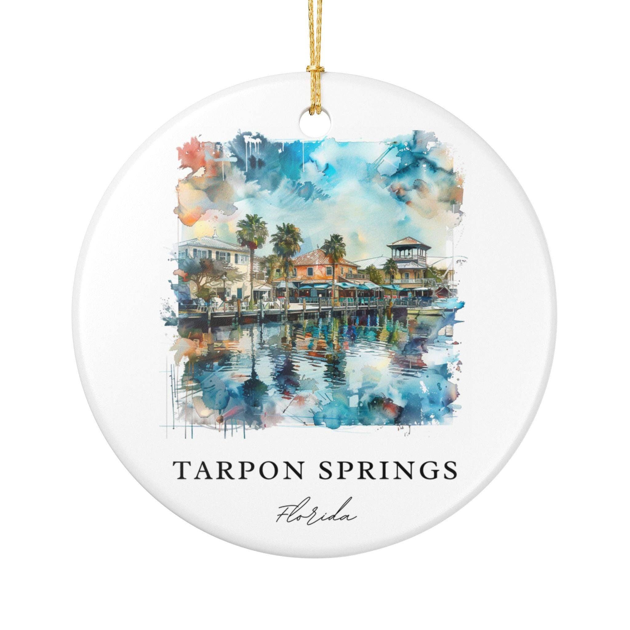 Premium Travel Art - Wholesale Ornament - Tarpon Springs FL Ornament: Unique Tarpon Springs Souvenir, Tarpon Springs Xmas Decor, and Authentic Tarpon Springs Gift0