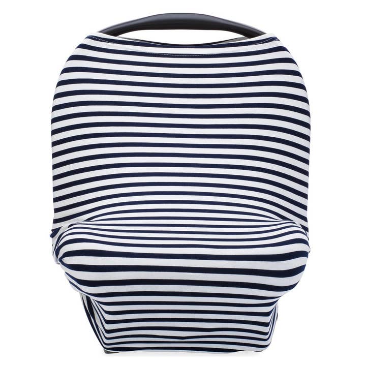 Multi-use Cover, White/Navy Stripes for wholesale by Parker Baby Co.