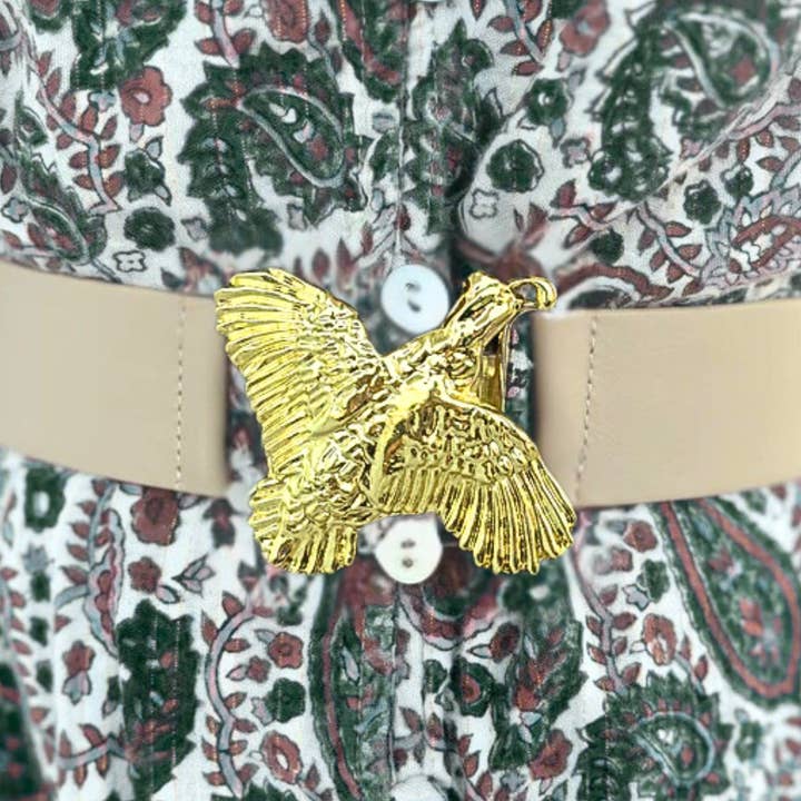 Pheasant Interchangeable Belt Buckle w/ Gold Finish for wholesale by Garland Bags