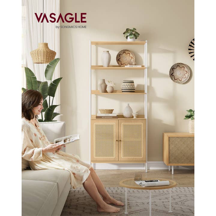 Greenwestons - Wholesale Bookcase - 6-Tier Bookcase with Rattan-Like Door 21