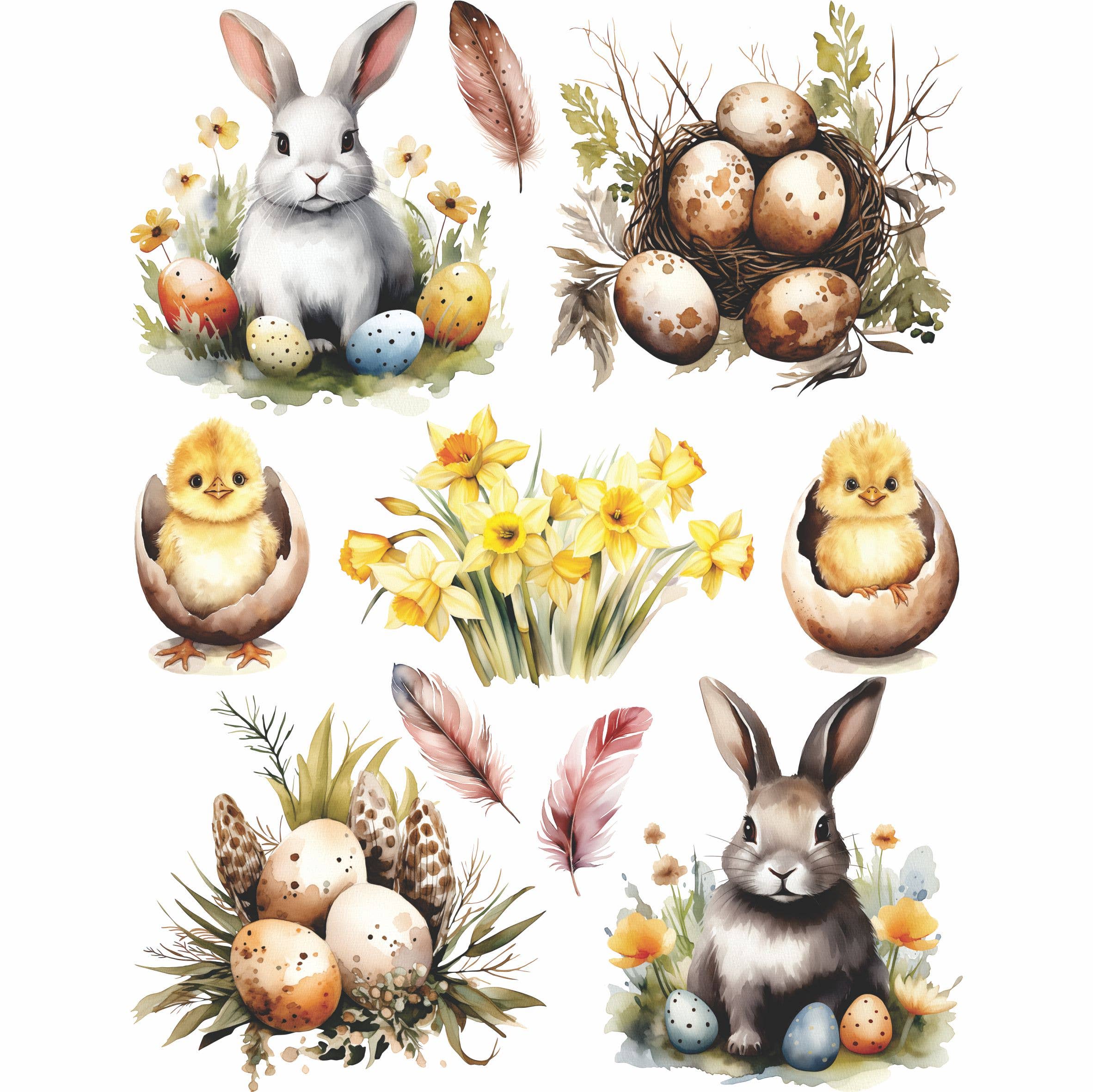 Craft Kreatively - Vendita all'ingrosso Attrezzature per lavoretti e fai da te - Carta di riso per découpage pasquale ad acquerello - A4 - confezione da 6 fogli - Craft Kreatively7