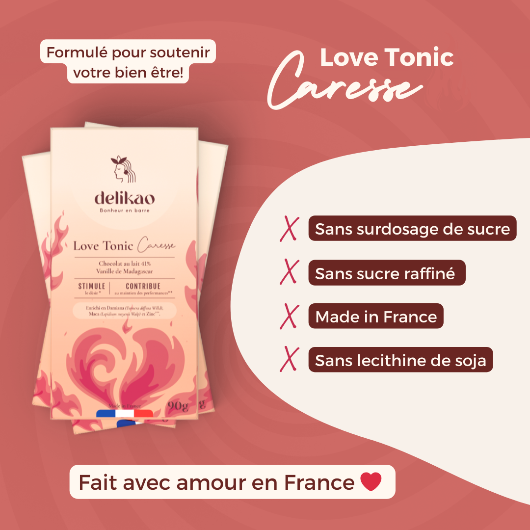 Delikao - Wholesale Chocolate Bar - Love Tonic™️Caress-Chocolate aphrodisiac libido 40% vanilla3