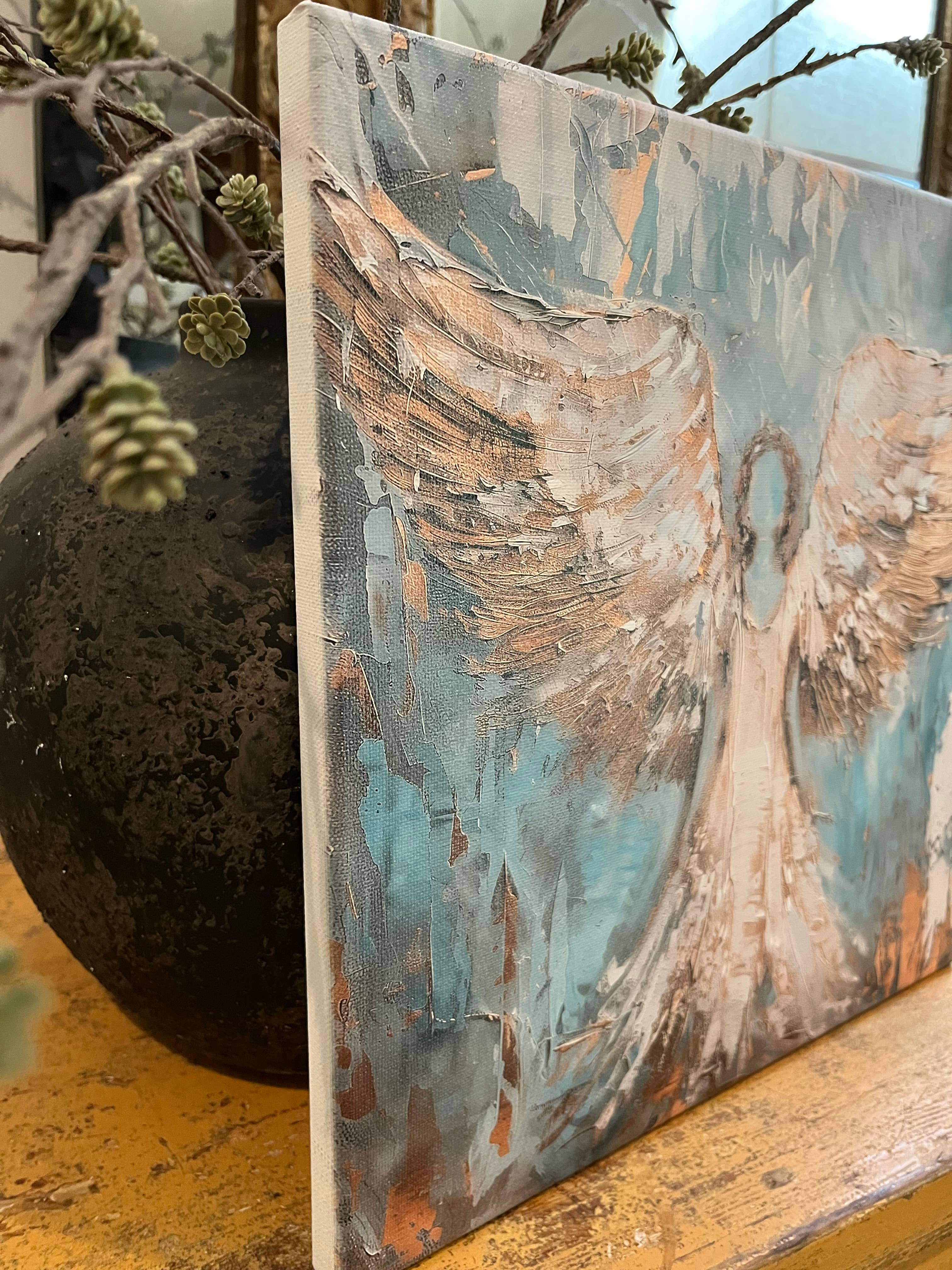 Rustic Nester - Vente Affiche d'art - Impression sur toile représentant un ange, décoration murale d'une maison chrétienne, spirituelle1