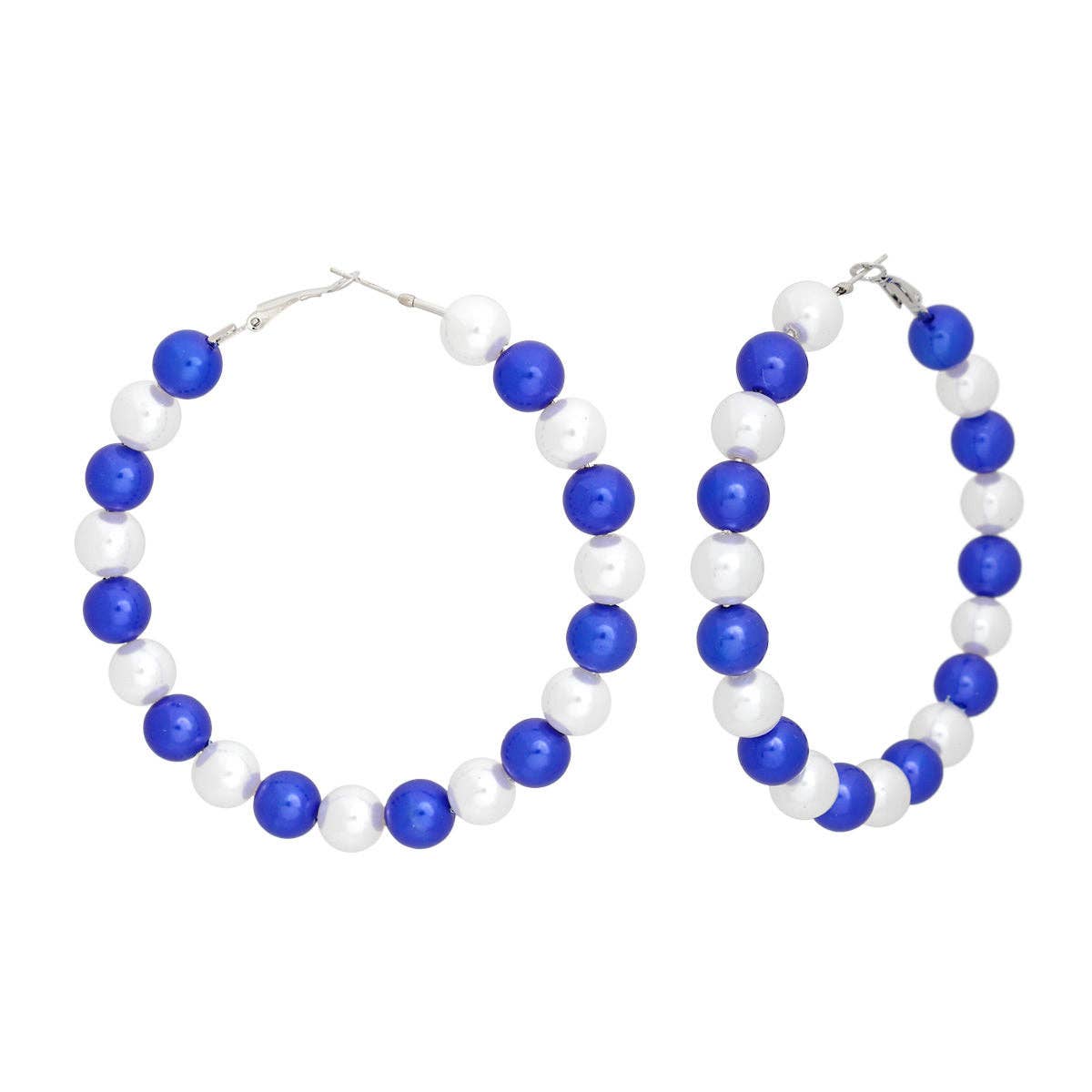 Blau und Weiss ZPB Sorority Blue White Pearl Hoops für Damen für den Großhandel auf Faire1