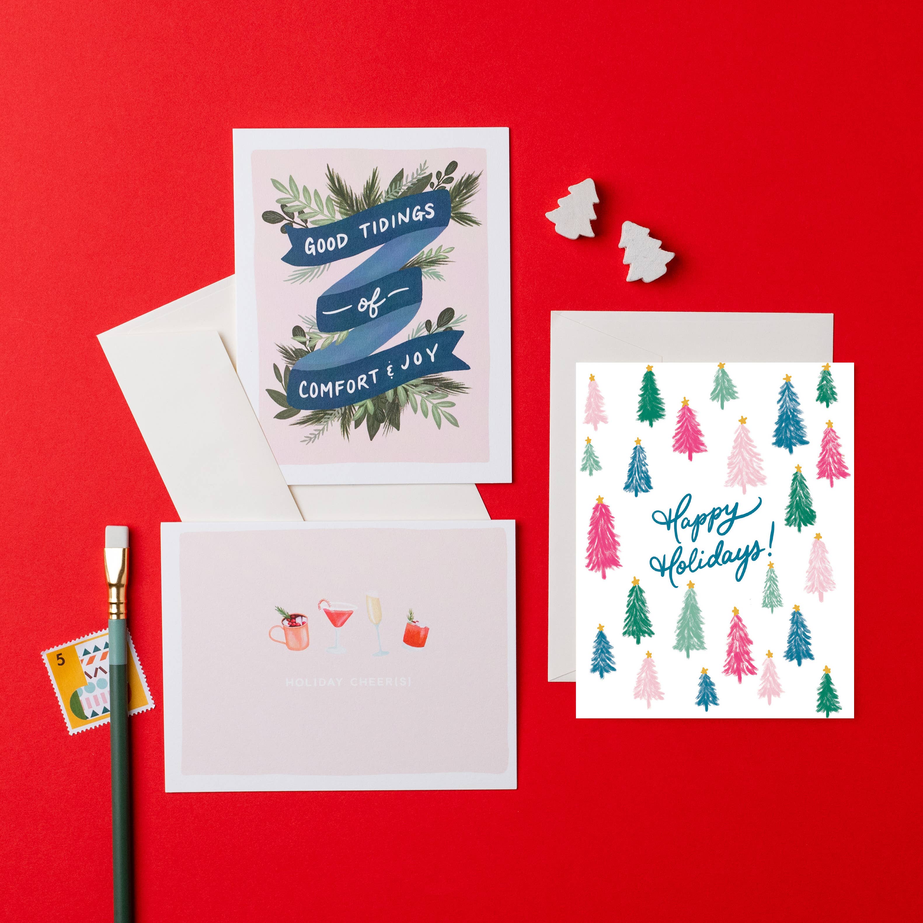 Slightly Stationery - Wholesale Season's Greetings Card - Holiday Cheer(s) | Sending Holiday Cheers Card1