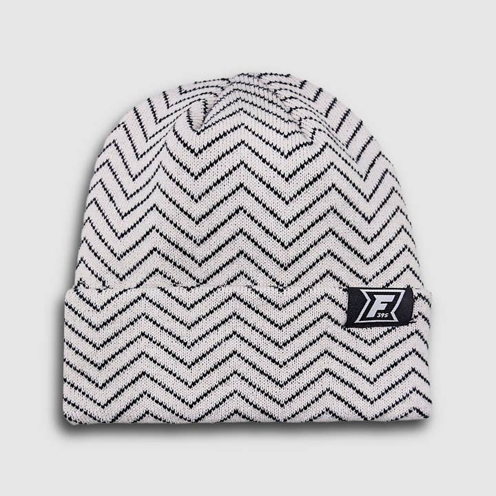 Chevron-Beanie - Creme/Schwarz für den Großhandel von FaultLine395
