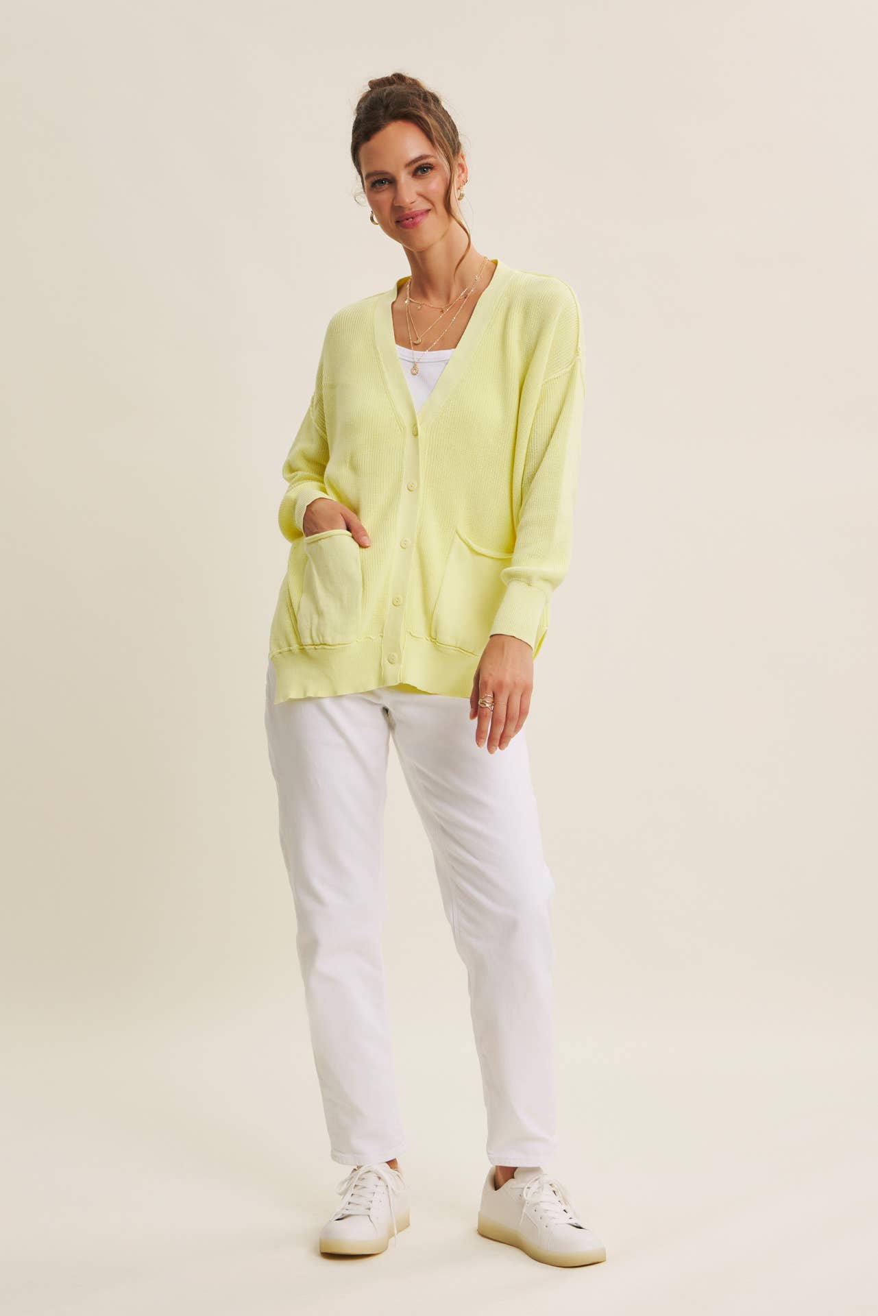 in february - Wholesale Cardigan - Women's - SLOUCHY CHARM BUTTON-DOWN CARDIGAN WITH CONTRAST WEAVE28