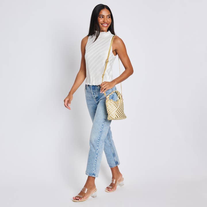 Moda Luxe - Wholesale Top Handle Bag - Women's - Jessamine Woven Mixed Material Crossbody10