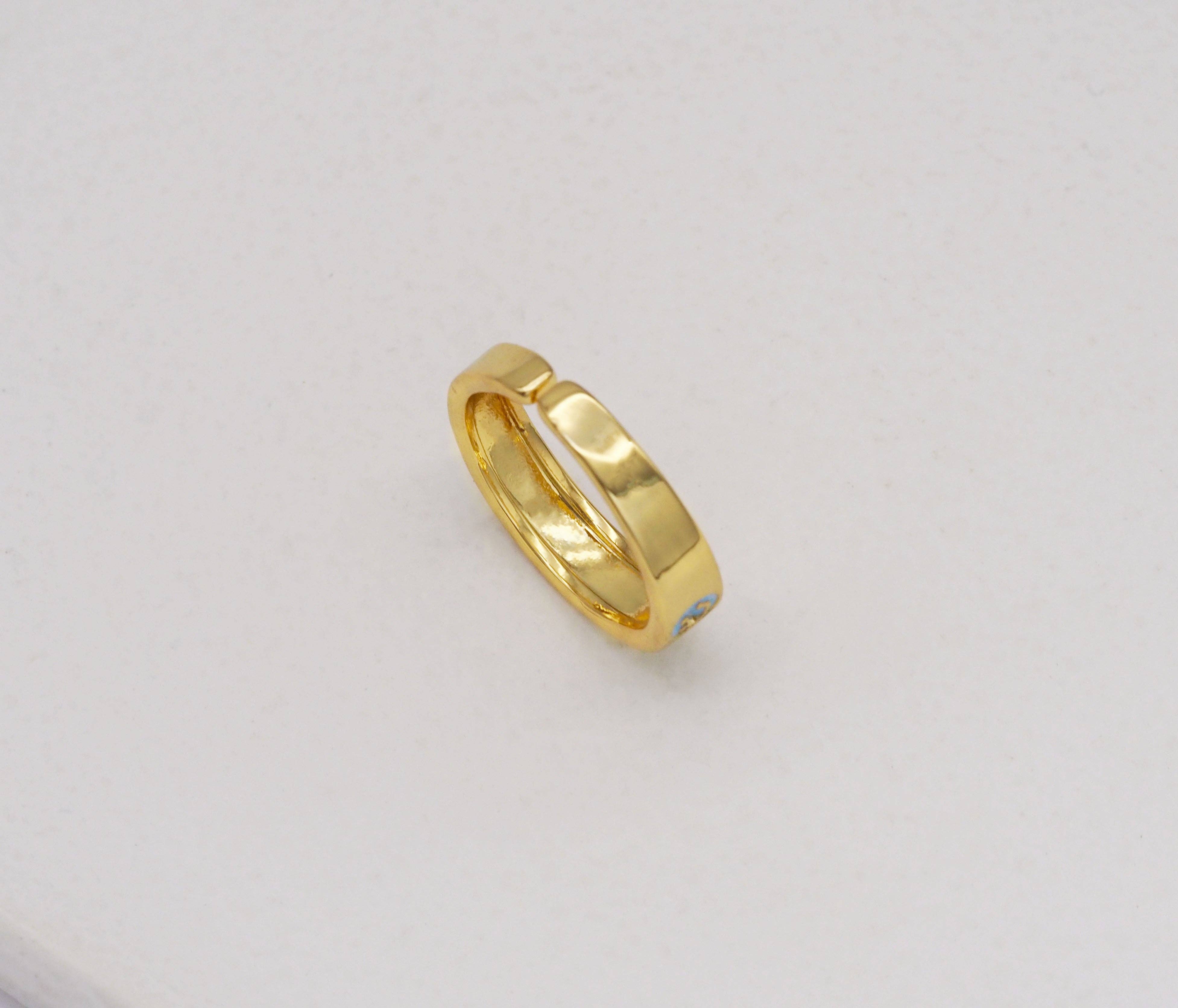 BestBeads&Beyond - Venta al por mayor Anillo de banda/apilable - Anillo ajustable con cara sonriente esmaltada, SKU #B2291