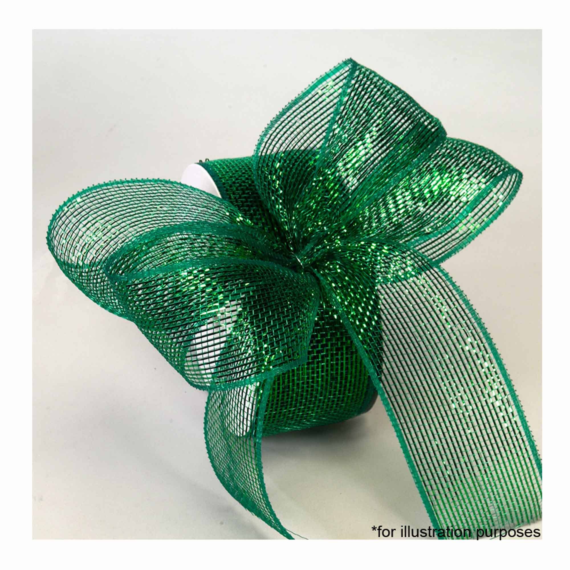 Decorative Mesh Ribbon 2.5" x 25yd - Green for wholesale on Faire0