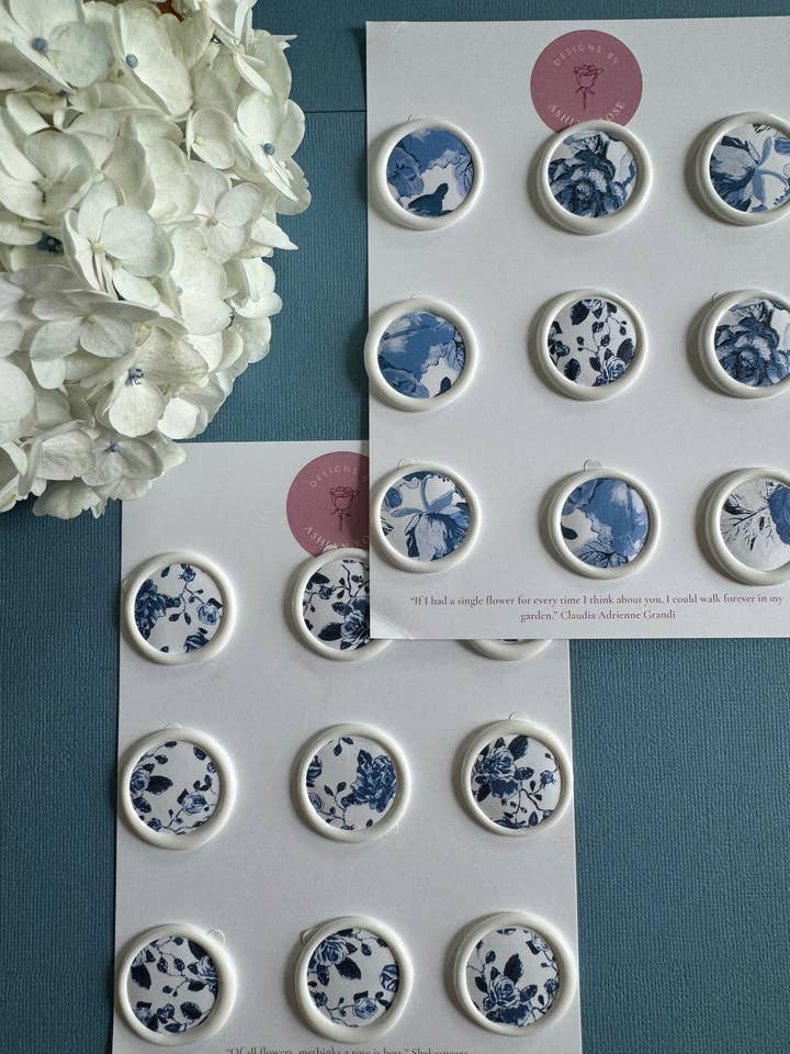 Floral Blue Chinoiserie Wax Seal Stickers - Set of 9 for wholesale by Designs by Ashlyn Rose