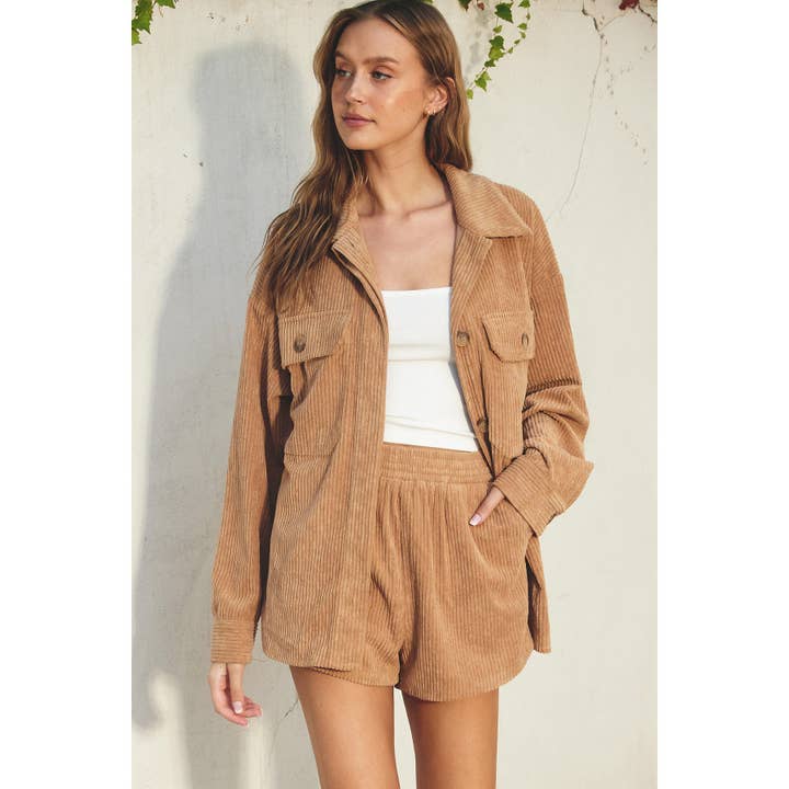 Veste chemise surdimensionnée en velours côtelé pour la vente par Dress Forum