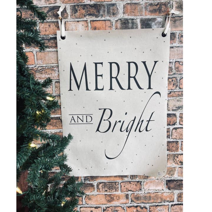 Merry & Bright Wall Tapestry for wholesale by Red Barn Canvas