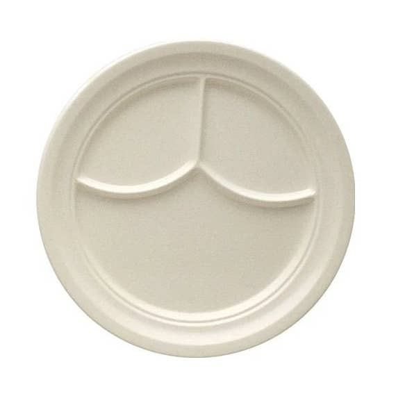 EcoQuality – wholesale Dinner plate – 9 1/2" 3-Compartment Plate, Compartment Melamine Ivory0