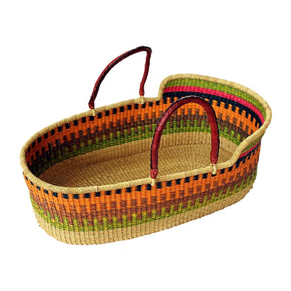 African Market Baskets - Wholesale Bassinet - Baby - African Bolga Baskets : Moses Basket (G-164)