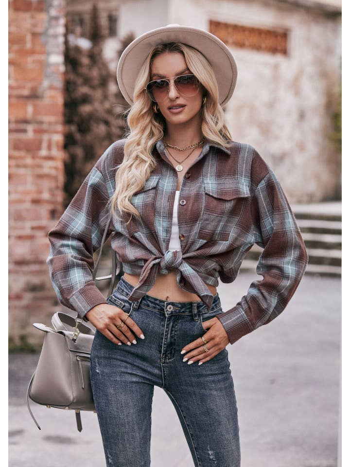 ePretty - Wholesale Button Down Shirt - Women's - Plaid Button Down Shirt G5-TP68035