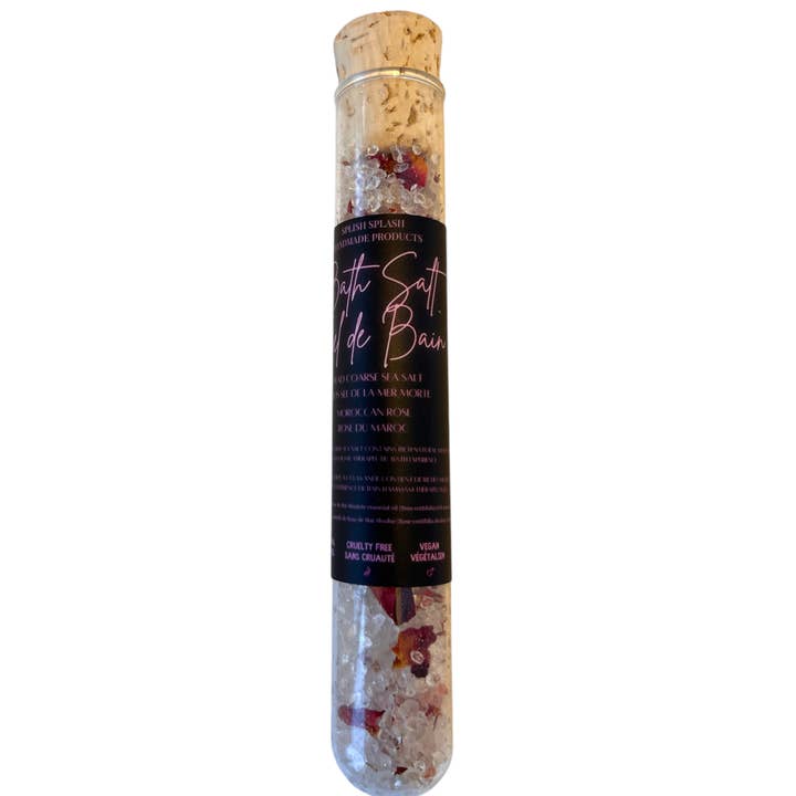 Moroccan Rose Bath Salt Tube for wholesale by Splish Splash Handmade Products