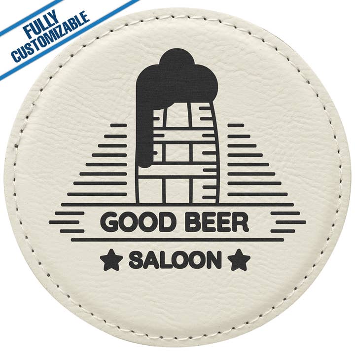 GiftWorksPlus - Wholesale Coasters - Engraved Leatherette Round Coasters - Fully Customizable15