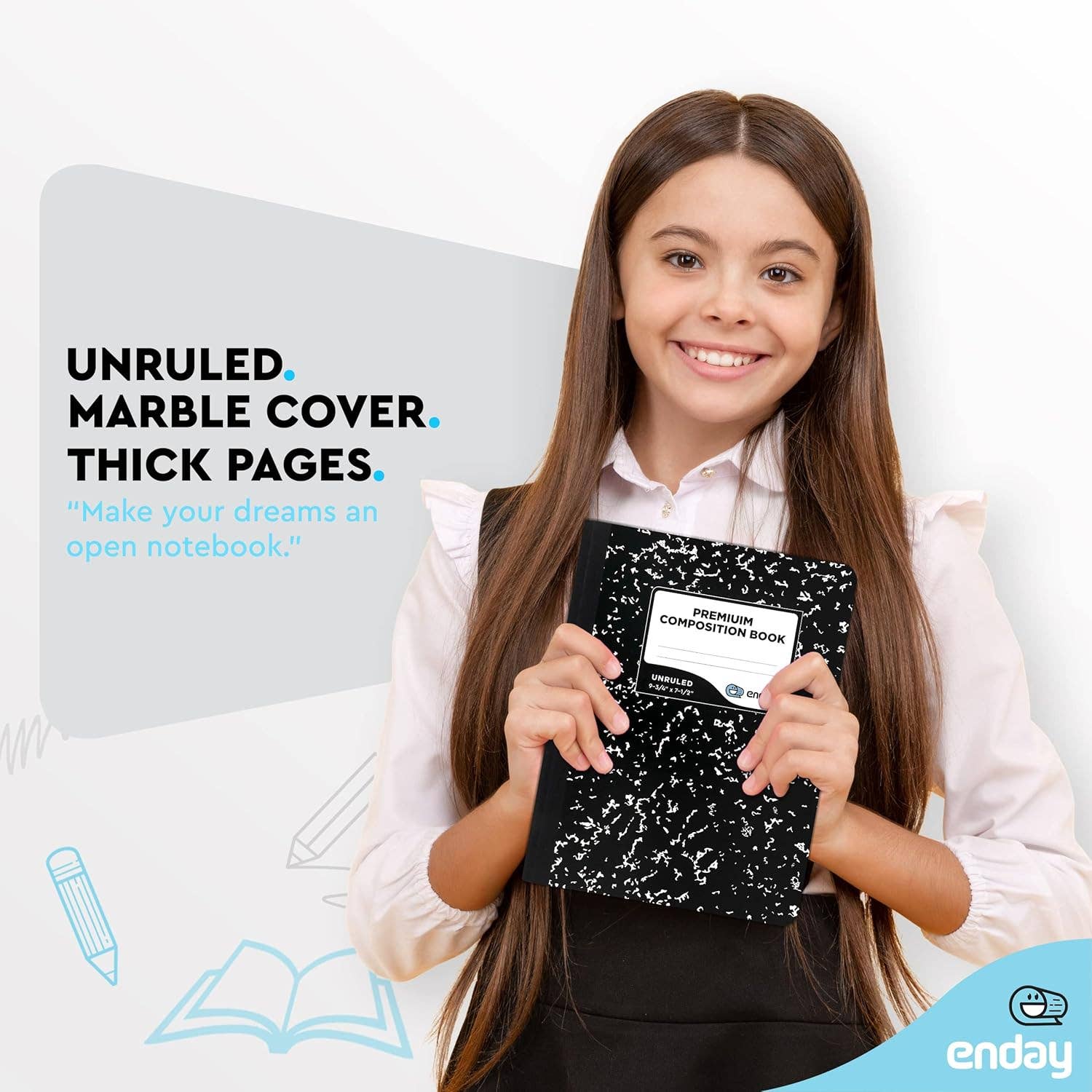 enday - Wholesale Notebook - Composition Book Unruled, Black Marble 100 Ct.2