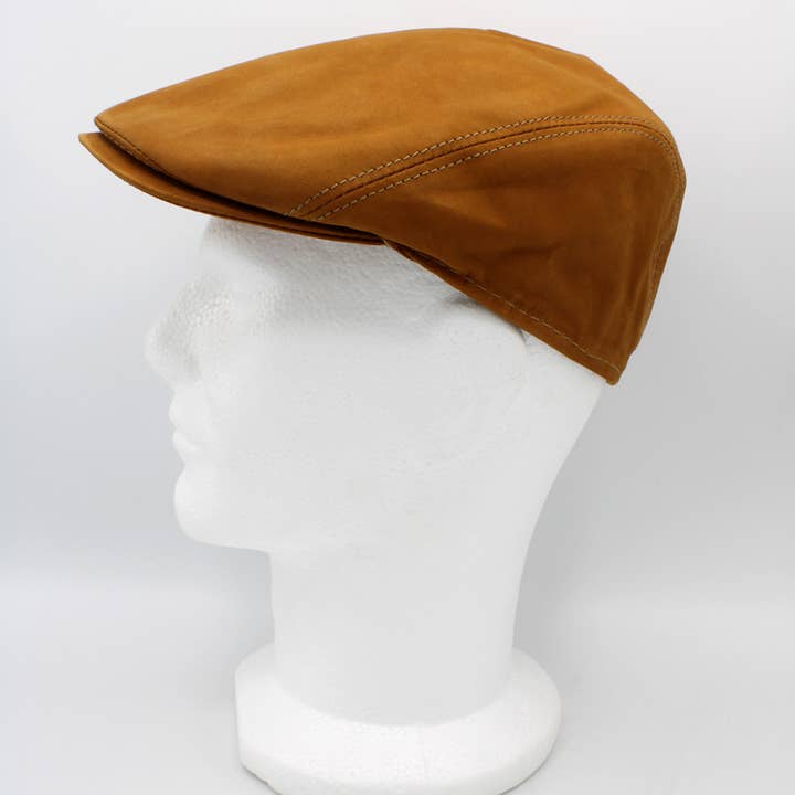 Hologramme Paris – wholesale News boy/school boy hat – Men's – Leather Cap 18258 - Camel1