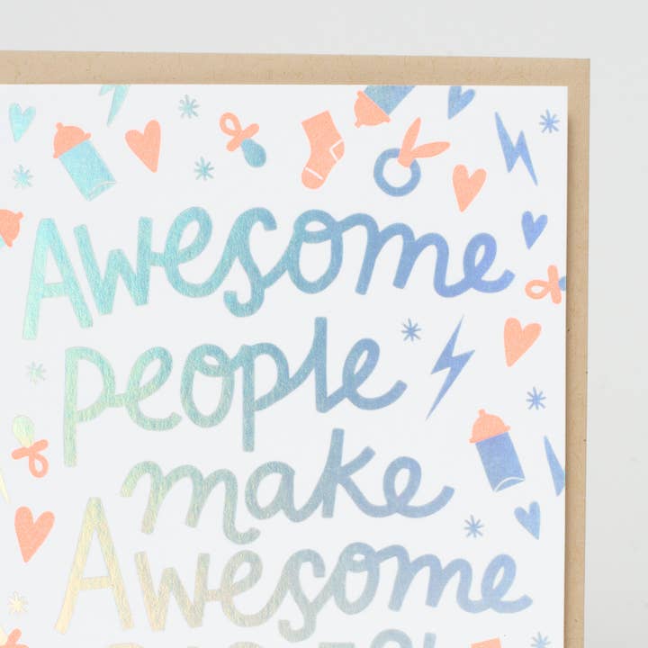 Egg Press Manufacturing - Wholesale Baby Card - Awesome Babies Congrats Letterpress Greeting Card by Hello!Lucky1