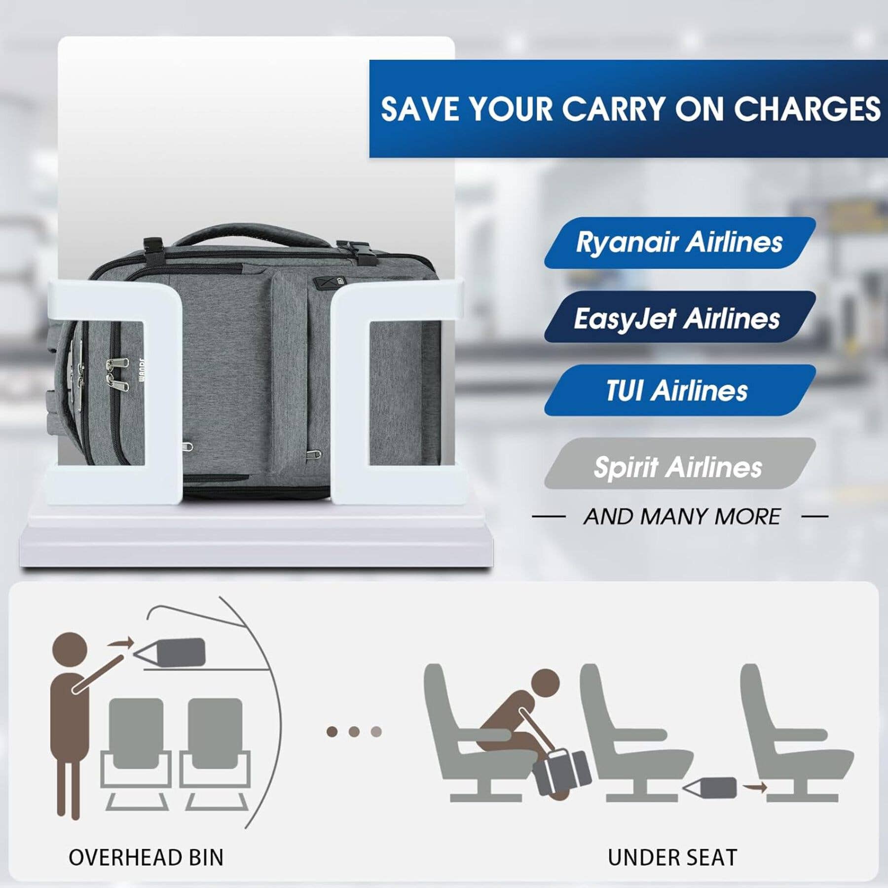 wandf - Wholesale Backpack - Unisex - WANDF Ryanair Underseat Backpack - Wet Pocket, 17"Laptop 13