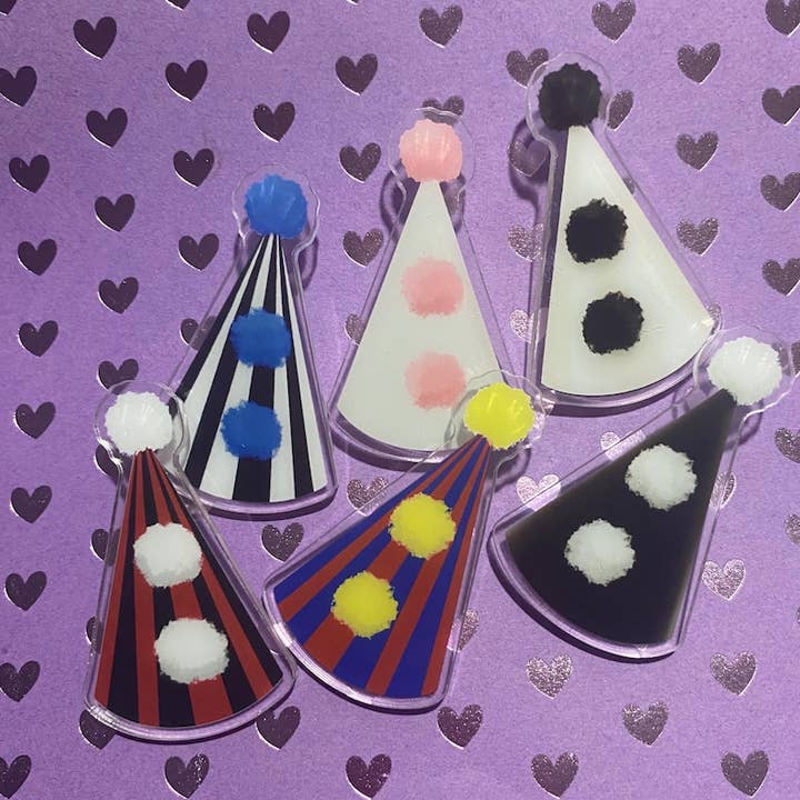 AstroManatee Shop - Wholesale Hair Clip - Women's - 3" Clown Hat Hair Clips // whimsical fashion accessory // clown aesthetic1