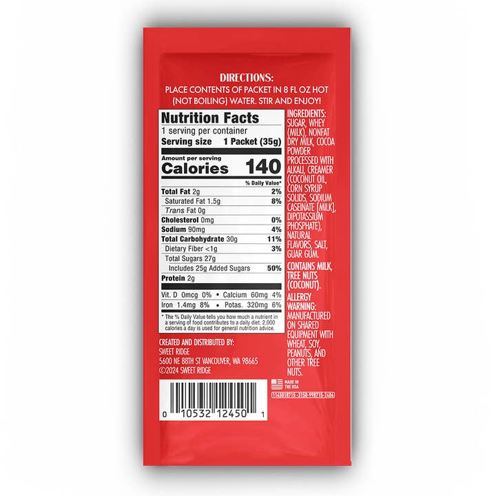 McSteven's - Wholesale Hot Cocoa Mix/Kit - SweetRidge Santa's Fav Double Choc. Cocoa (1.25oz Packets)1