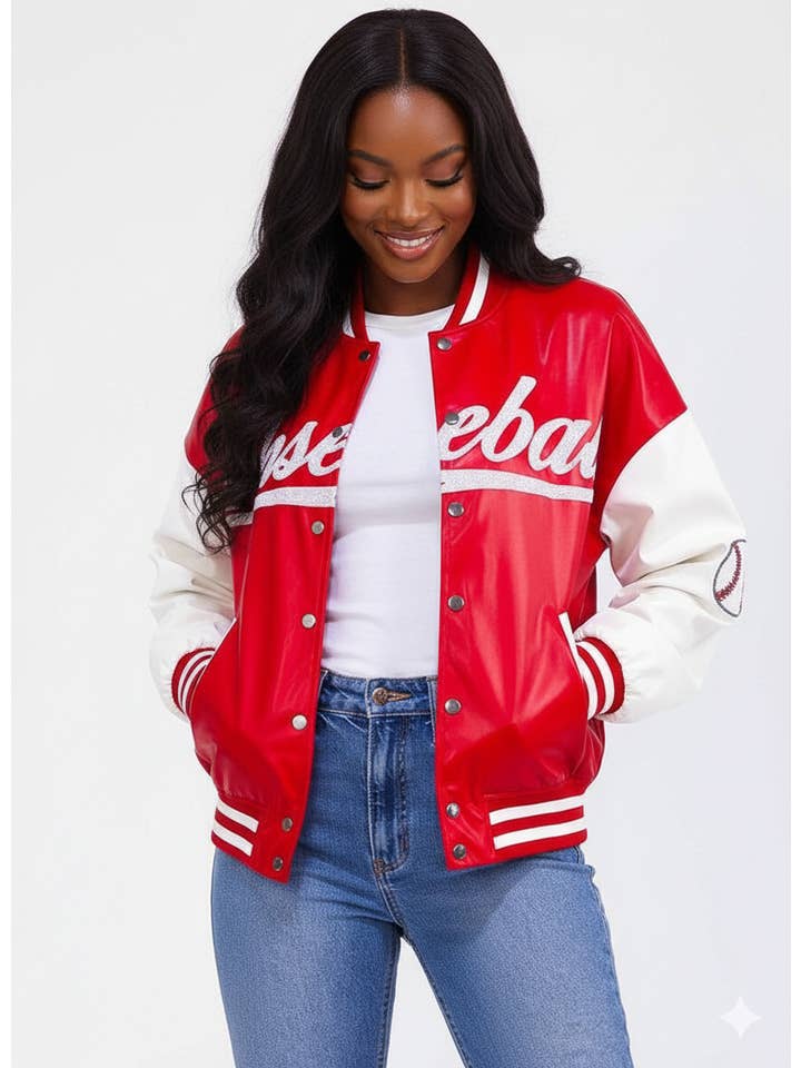 5besties inc - Wholesale Varsity/Baseball Jacket - Women's - PU PLEATHER VARSITY JACKET4