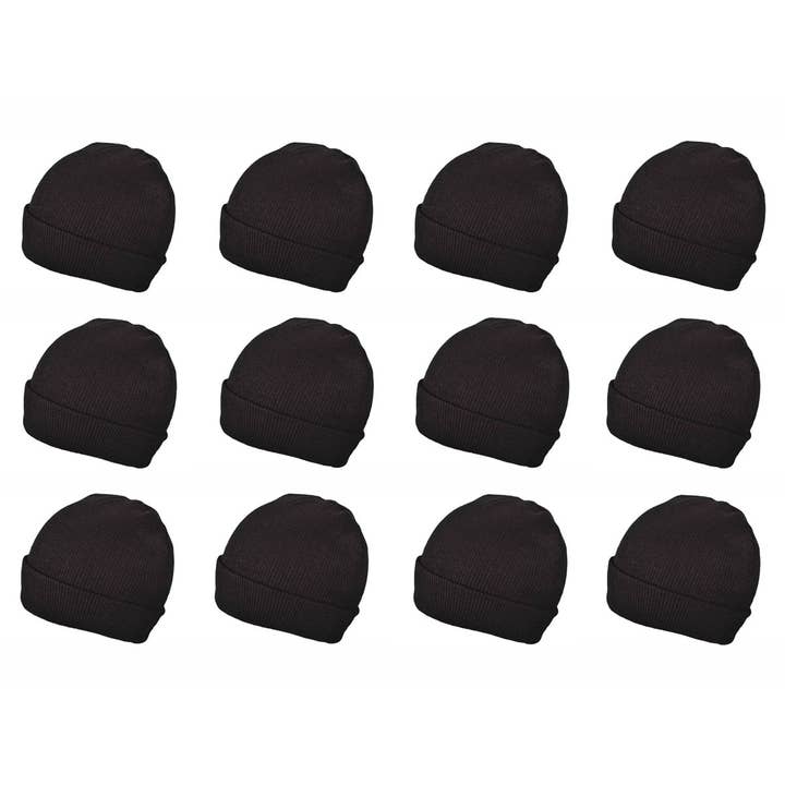 Buck Wholesale - Vente Bonnet – unisexe - Lot de 12 bonnets d'hiver plain/blancs, vente en gros de bonnets en tricot avec tête de mort2