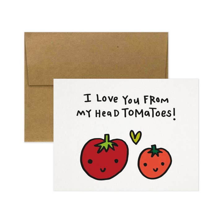 Tiny Gang Designs - Wholesale Love Card - I Love You From My Head Tomatoes! Love Card.1