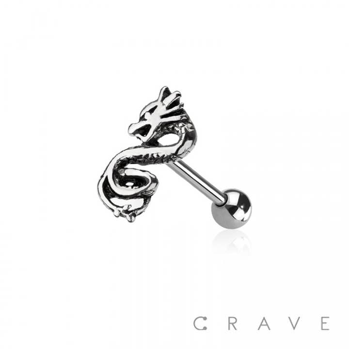 HALTÈRE À LANGUE EN ACIER CHIRURGICAL DRAGON 316L pour la vente par CRAVE BODY JEWELRY