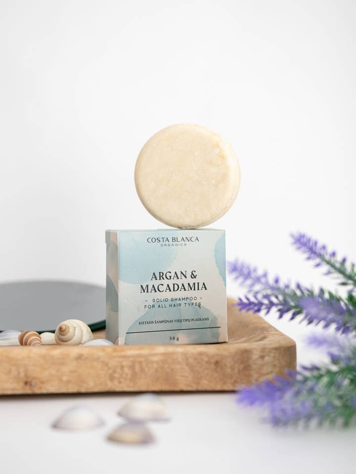 Shampoing Solide Argan & Macadamia – Pour Tous Types de Cheveux pour la vente par Costa Blanca Organics