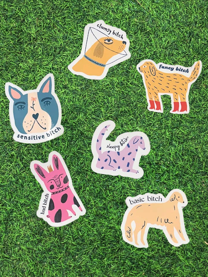 B*tch stickers for wholesale by Little Noses