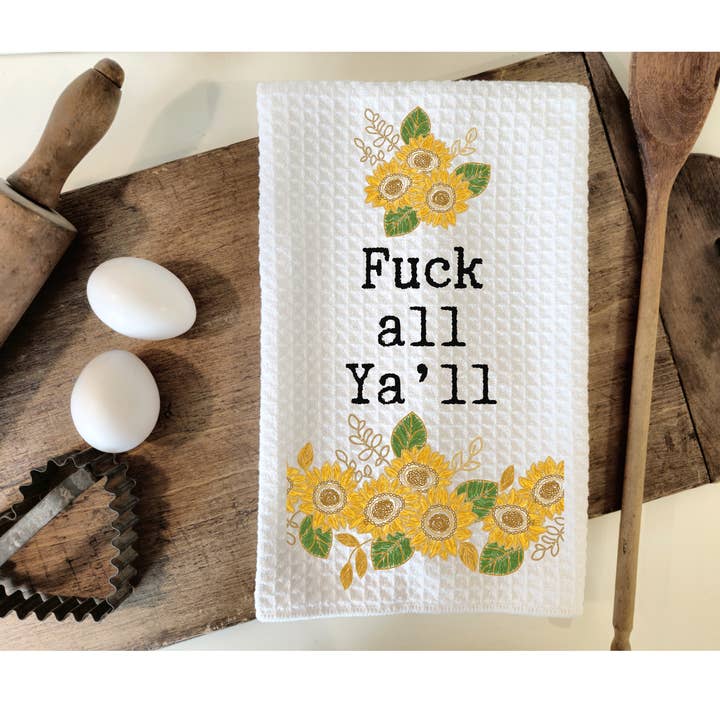 Fuck jullie allemaal zonnebloem grappige handdoek voor wholesale door Rebel Roses