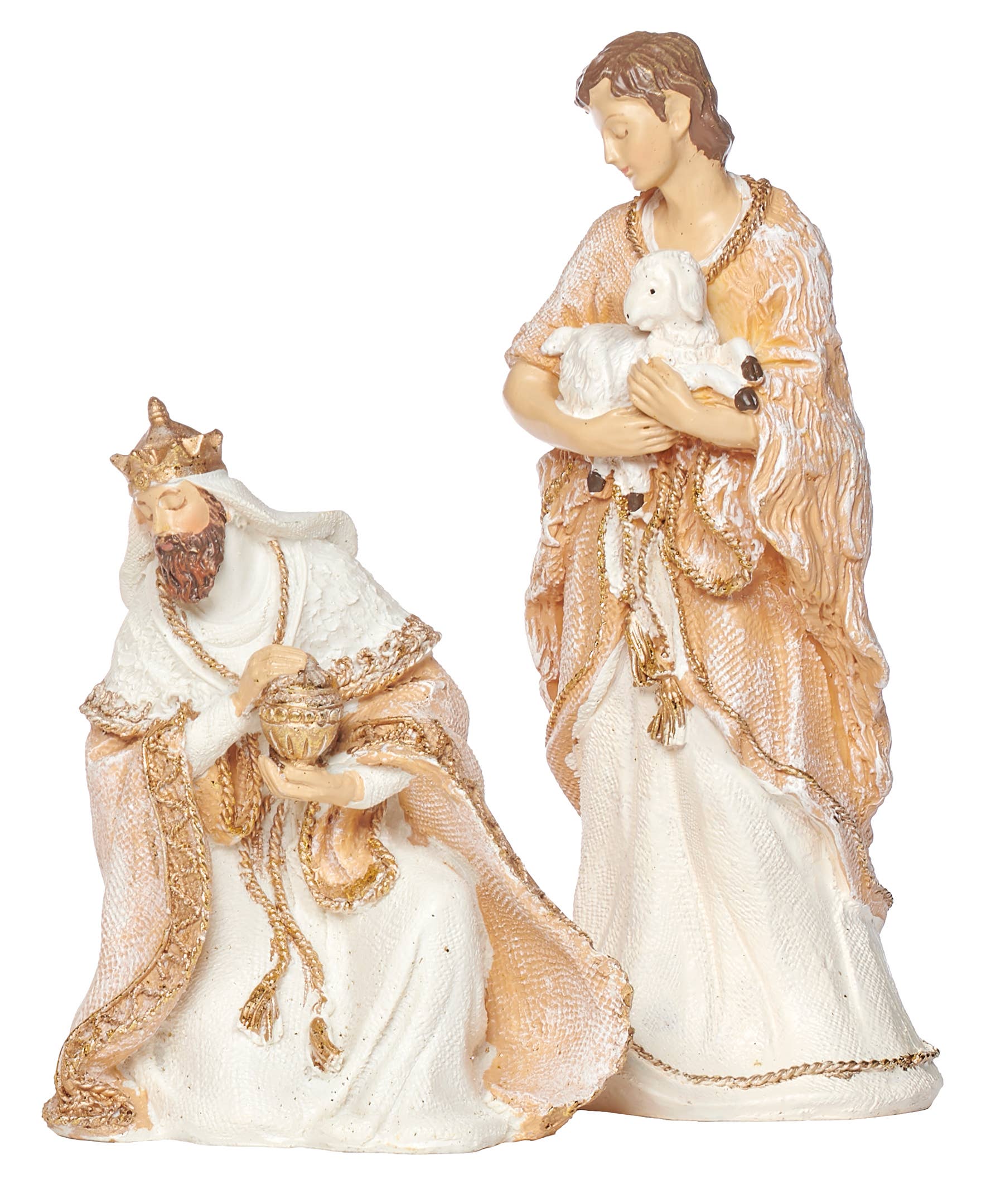 Roman - Wholesale Nativity Scene Decor - Woven Gold Trim Fabric Nativity; 7-piece Set 3
