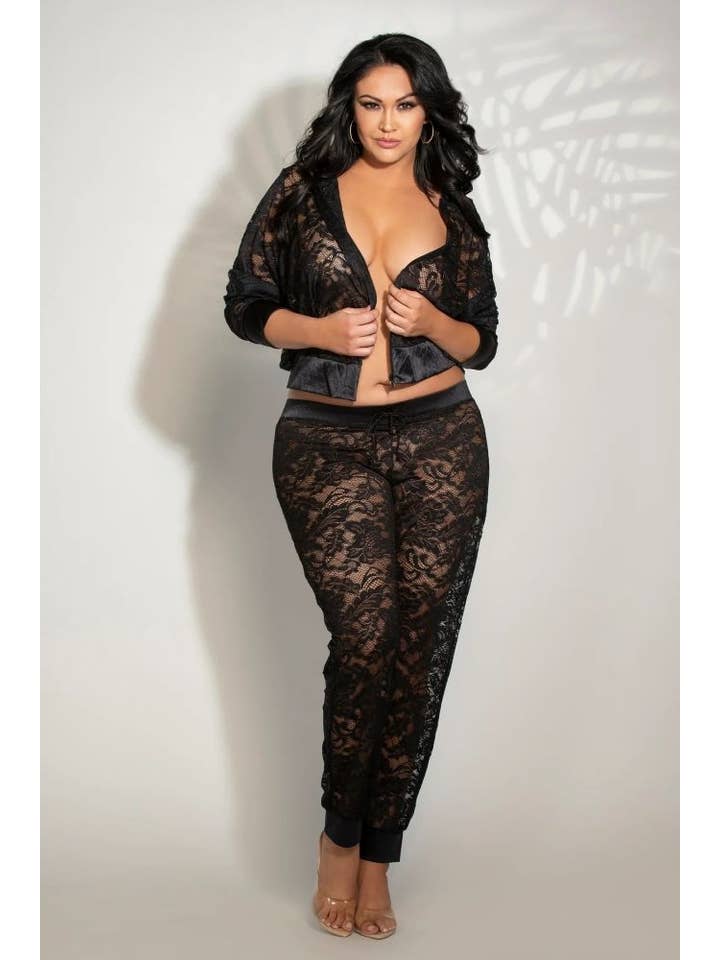 Svart Seven til Midnight 2-delad hoodie Velvet Ropes Joggerbyxa för wholesale på Faire4