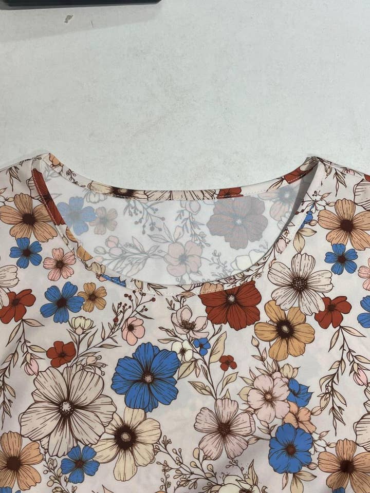 Apricot Floral print bohemian long-sleeves babydoll dress for wholesale on Faire1