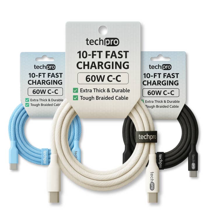 10ft USB-C to USB-C Cable Braided in Hang Tags for wholesale by Rite Distribution